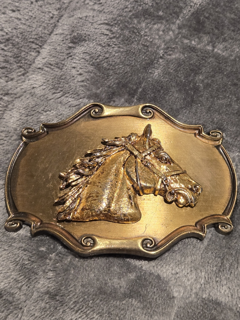 1980 Horse Brass Belt Buckle by Raintree